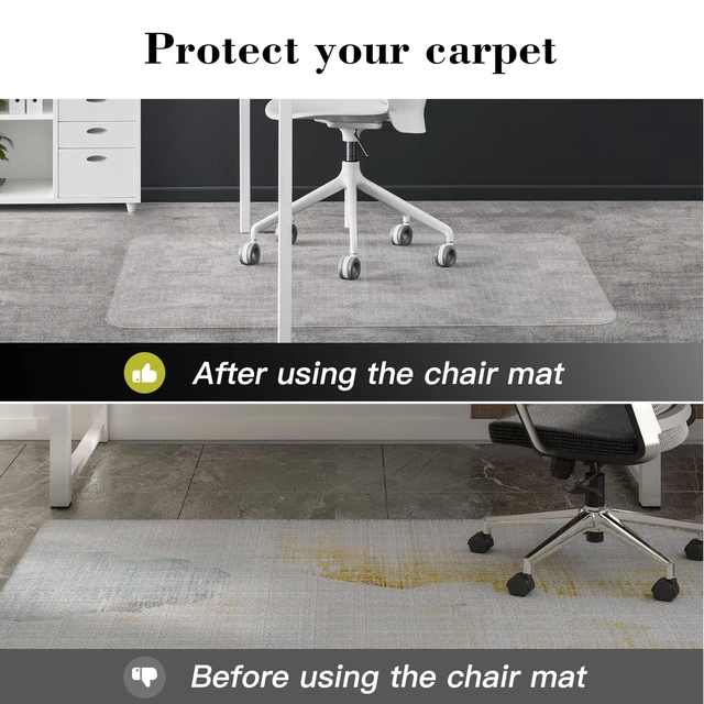 Alt view image 7 of 7 - Clear Office Chair Mat 36" x 48" for Low-Pile Carpet Clear PVC With Anti-Slip Studs, Ideal for Home Offices, Workspaces and Gaming Setups, Smooth Surface Supports Daily Rolling