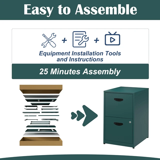 Alt view image 7 of 7 - 2 Drawer File Cabinet,Metal Office File Cabinet with Lock,Green Filing Cabinets for Home Office,Vertical Modern File Cabinet Office Two Drawers for Hanging Letter,Assembly Required