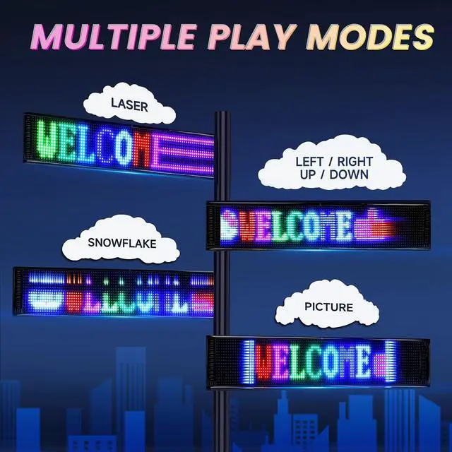 Alt view image 3 of 7 - Scrolling Huge Bright Advertising LED Signs, Flexible USB 5V LED Store Sign Bluetooth App Control Custom Text Pattern Animation Programmable Display for Store Car Bar Hotel (27''x5'')