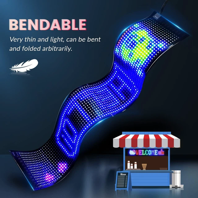 Alt view image 5 of 7 - Scrolling Huge Bright Advertising LED Signs, Flexible USB 5V LED Store Sign Bluetooth App Control Custom Text Pattern Animation Programmable Display for Store Car Bar Hotel (27''x5'')