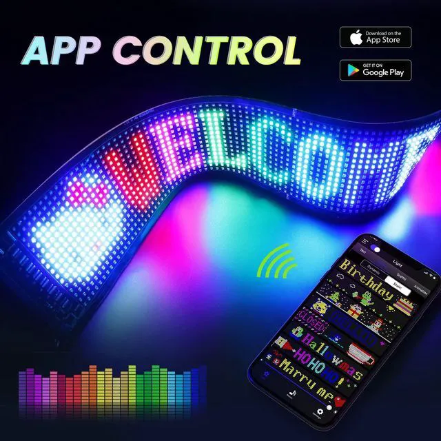 Alt view image 6 of 7 - Scrolling Huge Bright Advertising LED Signs, Flexible USB 5V LED Store Sign Bluetooth App Control Custom Text Pattern Animation Programmable Display for Store Car Bar Hotel (27''x5'')