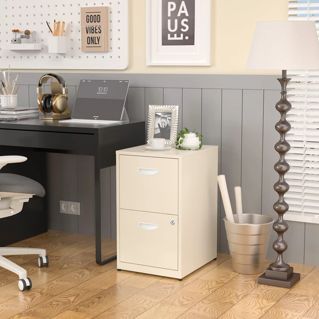 Alt view image 2 of 7 - 2 Drawer File Cabinets,Metal Office File Cabinet with Lock,Cream Filing Cabinets for Home Office,Vertical Modern File Cabinet Office Two Drawers for Hanging Letter,Assembly Required