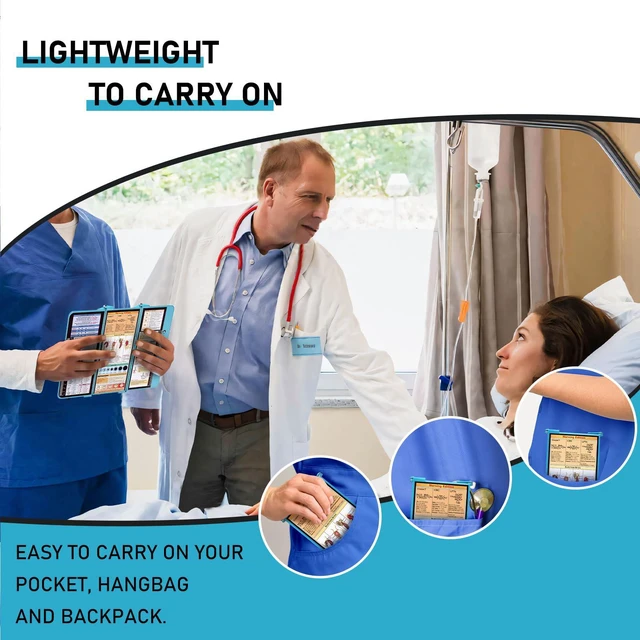 Alt view image 6 of 7 - Nursing Clipboard Foldable, Foldable Clipboard w/Nursing Edition Cheat Charts,3 Layers Aluminum, Nurse Clipboard w/Low Profile Clip&Pen Clip Pocket for Students, Nurses and Doctors, Blue
