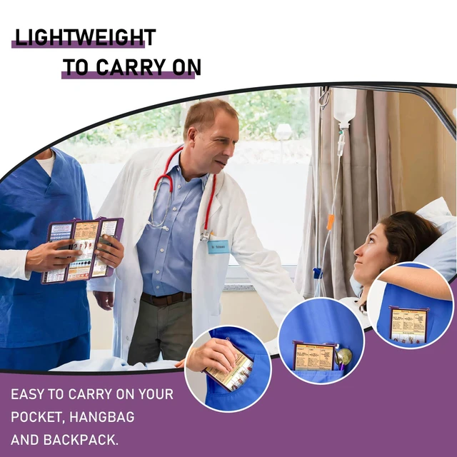 Alt view image 6 of 7 - Nursing Clipboard Foldable w/Nursing Edition Cheat Charts, 3 Layers Aluminum, Nurse Board w/Low Profile Clip&Pen Clip Pocket Blank for Nurses, Doctors, Dark Purple