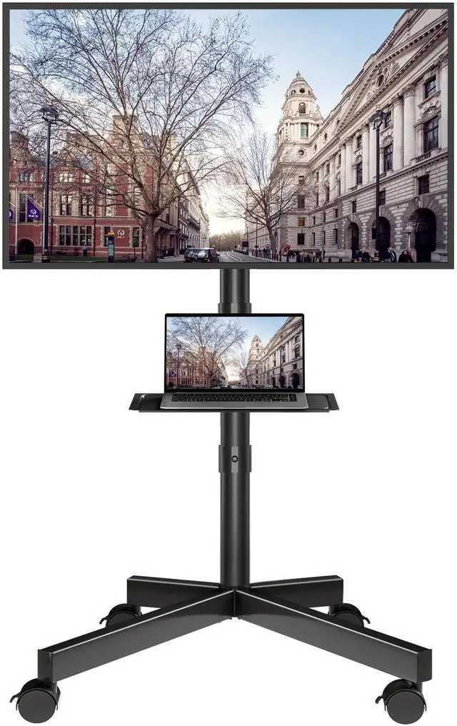Main image of Rolling TV Stand with Tilt,Mobile TV Stand Wheels for 2365 Inch TVs Portable TV Cart for LED LCD TVs, Adjustable Shelf, Living Room, Bedroom, Outdoor TV Stand Holds 88 lbs, Max VESA 400x400mm