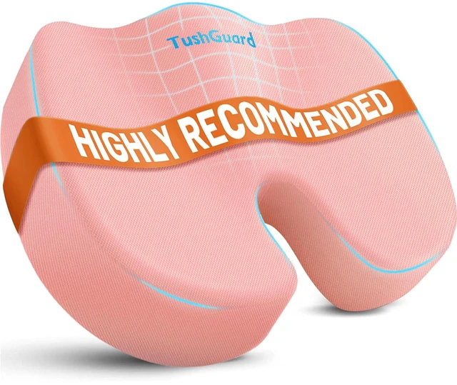 Main image of Memory Foam Seat Cushion for Office Chair, Car Seat, Pink, XXL Office Chair Cushion for Car, Airplane - Chair Pad for Long Sitting Sciatica, Hip, Coccyx,Tailbone Pain Relief, Butt Pillow