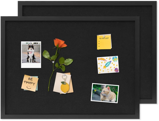 Main image of Cork Board with Linen Black 2Pack,Bulletin Board 23"x17" Corkboards for Office Home School Message Board or Vision Board Decoration