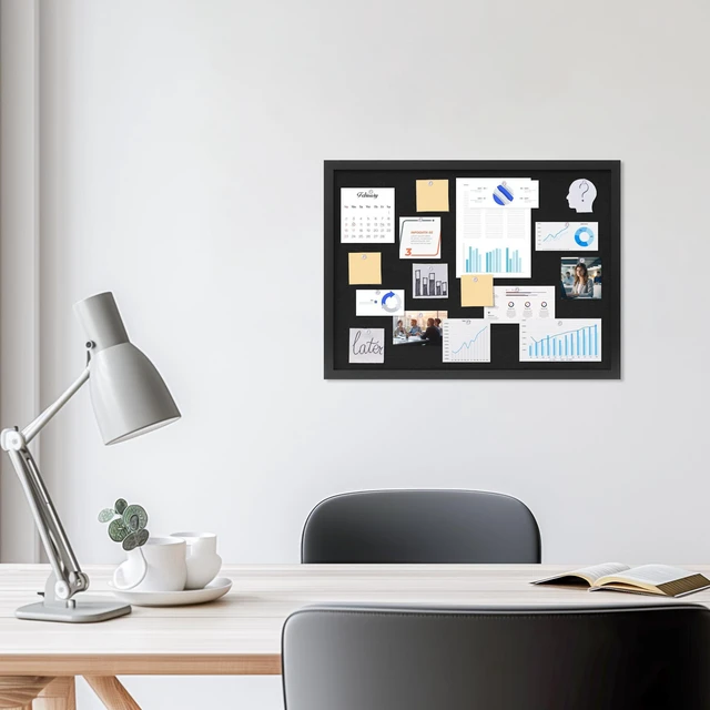 Alt view image 3 of 7 - Cork Board with Linen Black 2Pack,Bulletin Board 23"x17" Corkboards for Office Home School Message Board or Vision Board Decoration