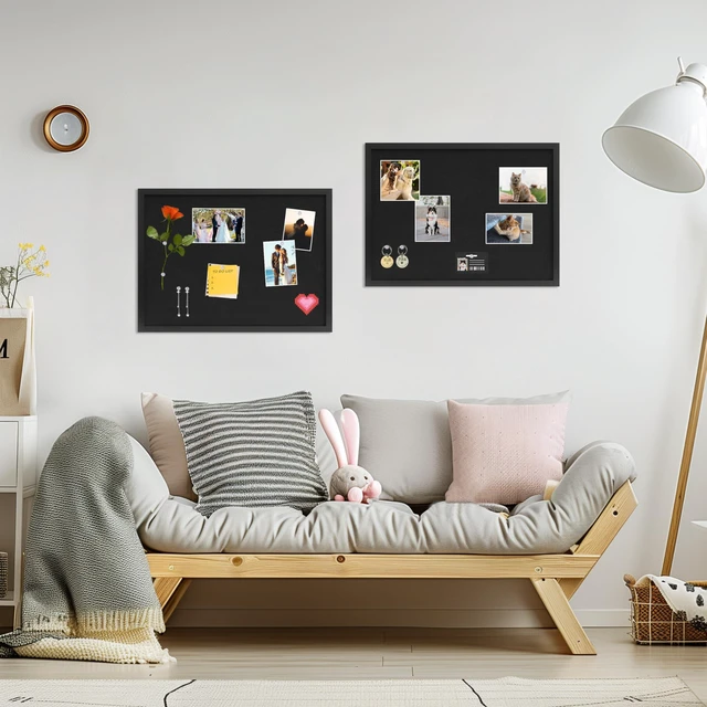 Alt view image 4 of 7 - Cork Board with Linen Black 2Pack,Bulletin Board 23"x17" Corkboards for Office Home School Message Board or Vision Board Decoration