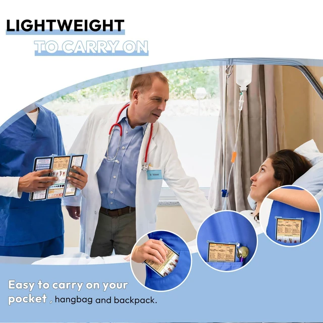 Alt view image 6 of 7 - Nursing Clipboard Foldable, Foldable Clipboard w/Nursing Edition Cheat Charts,3 Layers Aluminum, Nurse Clip Board w/Low Profile Clip&Pen Clip Pocket for Nurses and Doctors,Light Blue