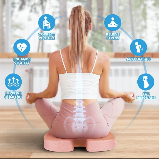 Alt view image 4 of 7 - Memory Foam Seat Cushion for Office Chair, Car Seat, Pink, XXL Office Chair Cushion for Car, Airplane - Chair Pad for Long Sitting Sciatica, Hip, Coccyx,Tailbone Pain Relief, Butt Pillow