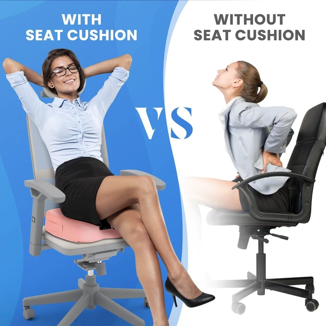 Alt view image 7 of 7 - Memory Foam Seat Cushion for Office Chair, Car Seat, Pink, XXL Office Chair Cushion for Car, Airplane - Chair Pad for Long Sitting Sciatica, Hip, Coccyx,Tailbone Pain Relief, Butt Pillow