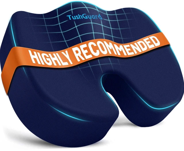 Main image of Memory Foam Seat Cushion for Office Chair, Car Seat, Blue, XXL Office Chair Cushion for Car, Airplane - Chair Pad for Long Sitting Sciatica, Hip, Coccyx,Tailbone Pain Relief, Butt Pillow
