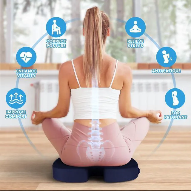 Alt view image 4 of 7 - Memory Foam Seat Cushion for Office Chair, Car Seat, Blue, XXL Office Chair Cushion for Car, Airplane - Chair Pad for Long Sitting Sciatica, Hip, Coccyx,Tailbone Pain Relief, Butt Pillow