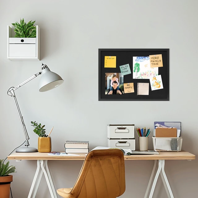 Alt view image 7 of 7 - Cork Board with Linen Black 2Pack,Bulletin Board 23"x17" Corkboards for Office Home School Message Board or Vision Board Decoration