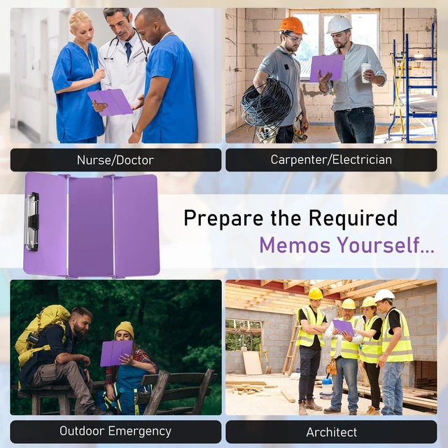 Alt view image 6 of 7 - Clipboard Foldable Without Edition Cheat Charts, 3 Layers Aluminum, Nurse Board w/Low Profile Clip&Pen Clip Pocket, Purple