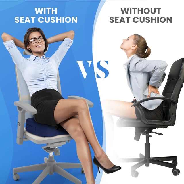 Alt view image 7 of 7 - Memory Foam Seat Cushion for Office Chair, Car Seat, Blue, XXL Office Chair Cushion for Car, Airplane - Chair Pad for Long Sitting Sciatica, Hip, Coccyx,Tailbone Pain Relief, Butt Pillow