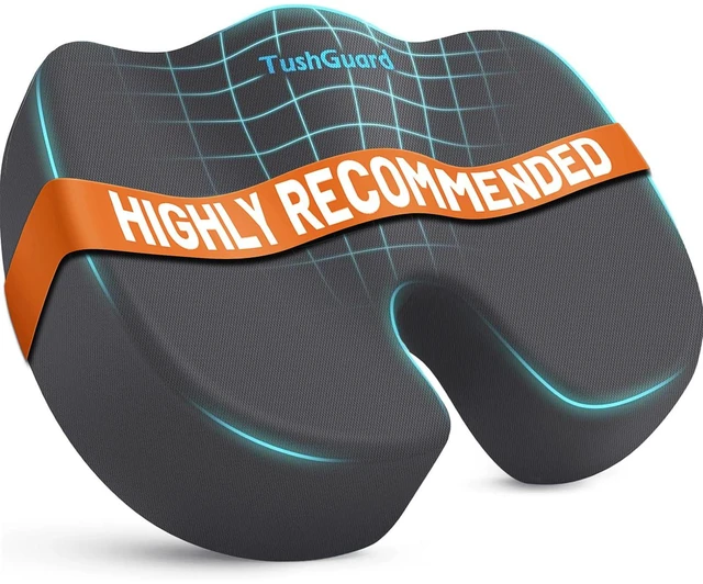 Main image of Memory Foam Seat Cushion for Office Chair, Car Seat, Gray, XXL Office Chair Cushion for Car, Airplane - Chair Pad for Long Sitting Sciatica, Hip, Coccyx,Tailbone Pain Relief, Butt Pillow