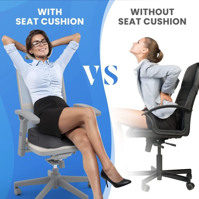 Alt view image 5 of 7 - Memory Foam Seat Cushion for Office Chair, Car Seat, Gray, XXL Office Chair Cushion for Car, Airplane - Chair Pad for Long Sitting Sciatica, Hip, Coccyx,Tailbone Pain Relief, Butt Pillow