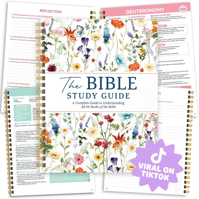Main image of Bible Study Guides 66 Pages Journal for Women, Spiral Notebook 8.5 x 11 Wildflower Prayer Devotional Supplies - Saints Label with Reflection Note, Prayer Prompts, Christian Gift Idea