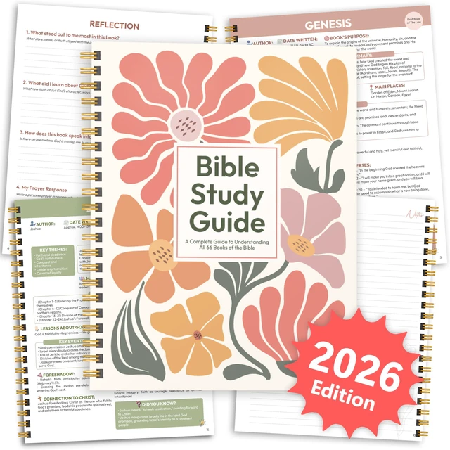 Main image of Bible Study Guides 66 Pages Journal for Women, Spiral Notebook 8.5 x 11 Floral Prayer Devotional Supplies - Saints Label with Reflection Note, Prayer Prompts, Christian Gift Idea