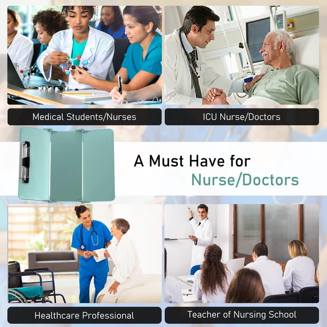 Alt view image 7 of 7 - Nursing Clipboard Foldable, Foldable Clip Board w/Nursing Edition Cheat Charts, 3 Layers Aluminum, Nurse Clipboards w/Low Profile Clip & Pen Clip Pocket for Students, Nurses and Doctors, Black