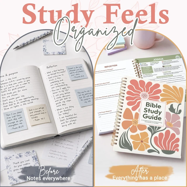 Alt view image 2 of 7 - Bible Study Guides 66 Pages Journal for Women, Spiral Notebook 8.5 x 11 Floral Prayer Devotional Supplies - Saints Label with Reflection Note, Prayer Prompts, Christian Gift Idea
