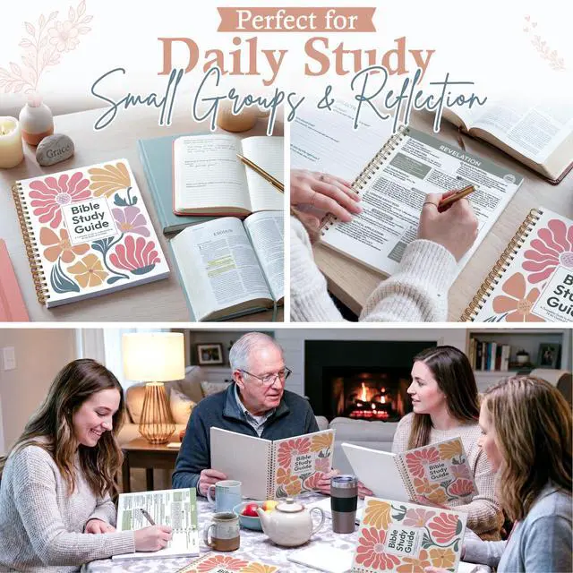 Alt view image 5 of 7 - Bible Study Guides 66 Pages Journal for Women, Spiral Notebook 8.5 x 11 Floral Prayer Devotional Supplies - Saints Label with Reflection Note, Prayer Prompts, Christian Gift Idea
