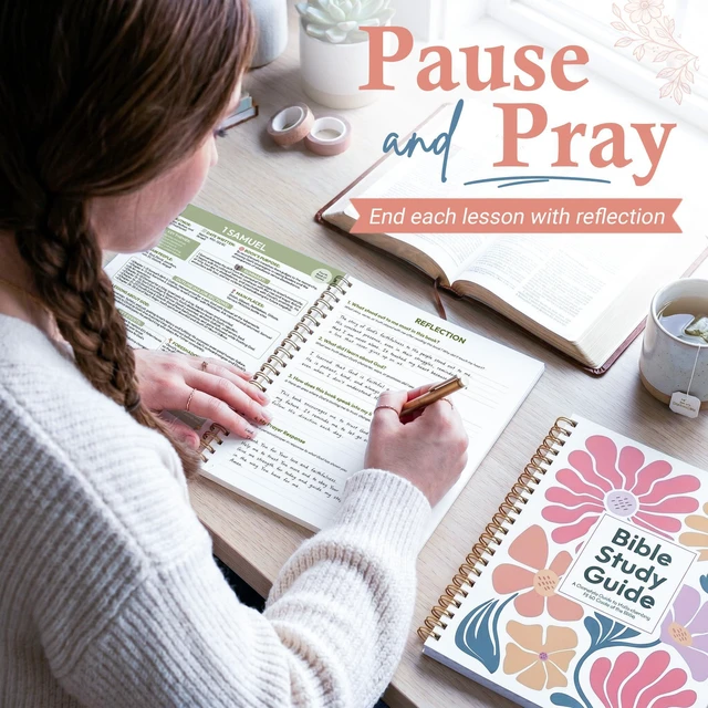 Alt view image 7 of 7 - Bible Study Guides 66 Pages Journal for Women, Spiral Notebook 8.5 x 11 Floral Prayer Devotional Supplies - Saints Label with Reflection Note, Prayer Prompts, Christian Gift Idea