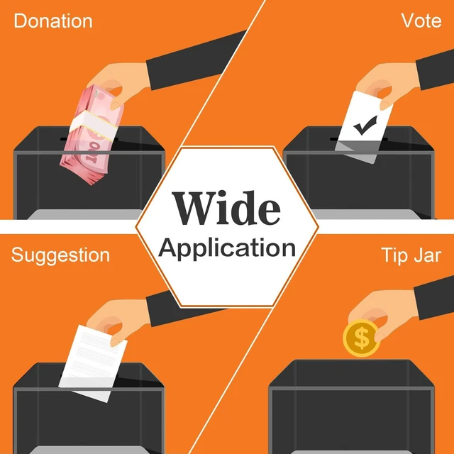 Alt view image 7 of 7 - Clear Donation Box With Lock, Acrylic Raffle Box & Tip Jar, 3 Pack 4x6" Sign Holders, Cash & Raffle Tickets Collection, Church Fundraising, School Voting & Office Tips, 6.2 x 4.6 x 4.0 In