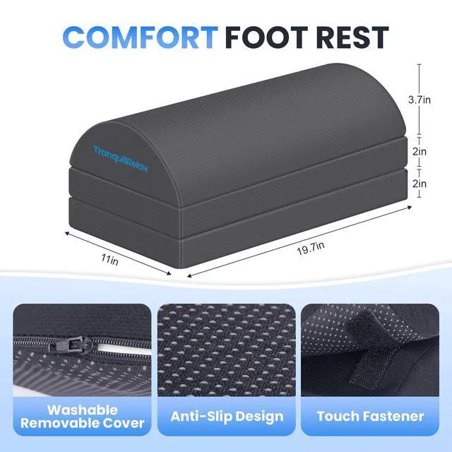 Alt view image 3 of 7 - Foot Rest Under Desk, 3-Height Adjustable Foot Stool, Gray Desk foot rest, ergonomic foot support, machine-washable cover, non-slip bottom, gaming foot rest, office, car