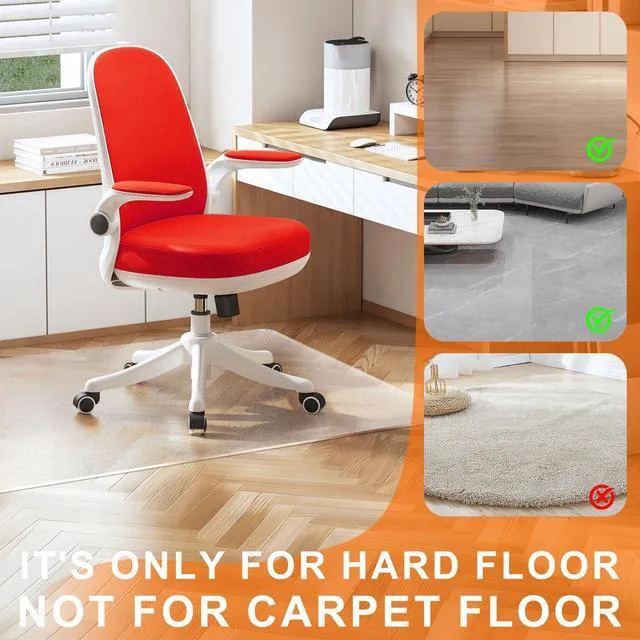 Alt view image 3 of 7 - Clear Chair Mat for Hard Floor, 36" x 48" Heavy Duty Desk Mat, Rectangle Durable Thick PVC, Anti-slip Grip Backing, Smooth Rolling Surface, Scratch-resistant Surface