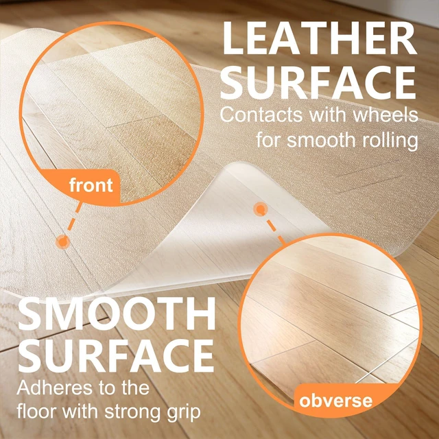 Alt view image 4 of 7 - Clear Chair Mat for Hard Floor, 36" x 48" Heavy Duty Desk Mat, Rectangle Durable Thick PVC, Anti-slip Grip Backing, Smooth Rolling Surface, Scratch-resistant Surface