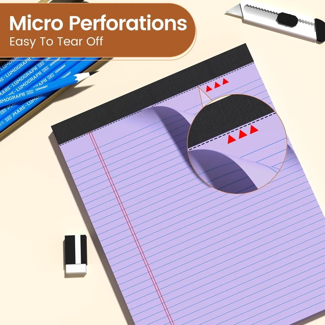 Alt view image 4 of 6 - Legal Pads 8.5 X11, Narrow Ruled Notepads, 12 Pack, 50 Sheet/Pad Colored Legal Pads, Tear Off Notepad, Perforated Writing Pad, Notebook Paper College Ruled, Notepads For Office Home School