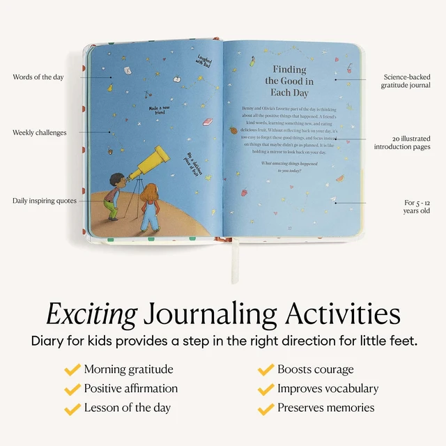 Alt view image 3 of 7 - The Five Minute Journal, Illustrated Undated Daily Journal for Kids, Daily Gratitude, Happiness and Reflection, Manifestation for 5-12 Years Old