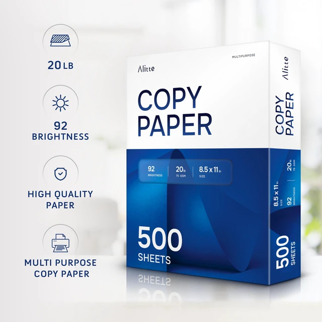 Alt view image 2 of 6 - Printer Paper - 8.5 x 11 White Letter Size Copy Paper, 1 Ream 500 Sheets 20 lb Printing Paper for Documents Writing, Drawing, Smooth, 92 Bright | Home, School, Office Supplies | Made in USA