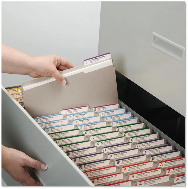 Alt view image 2 of 7 - Colored File Folder, 1/3-Cut Tab, Letter Size, Gray, 100 per Box (12343)