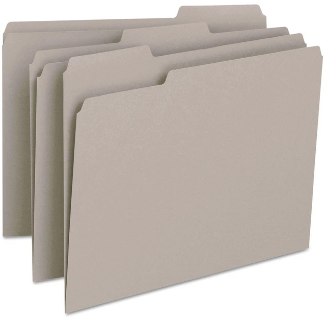 Alt view image 3 of 7 - Colored File Folder, 1/3-Cut Tab, Letter Size, Gray, 100 per Box (12343)