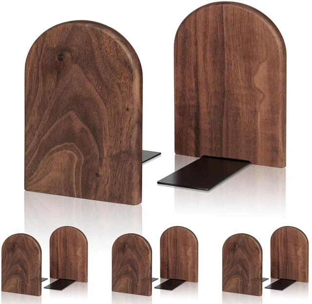 Main image of Book Ends,4 Pair Large Bookends Wood Book Ends Universal Economy Bookend (4, Large)