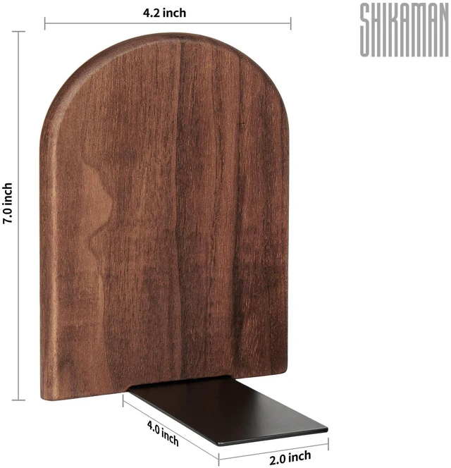 Alt view image 2 of 6 - Book Ends,2 Pair Large Bookends Wood Book Ends Universal Economy Bookend (2, Large)