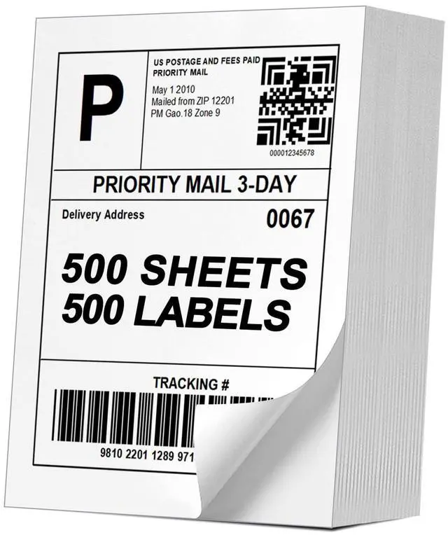 Main image of (500 Pcs/500 Sheets) A4 Full Sheet Self Adhesive Shipping Labels for Laser & Inkjet Printers, 8.5" x 11" Shipping Mailing Labels
