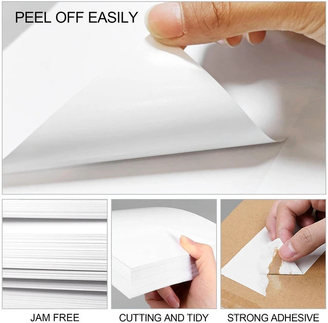 Alt view image 3 of 7 - (500 Pcs/500 Sheets) A4 Full Sheet Self Adhesive Shipping Labels for Laser & Inkjet Printers, 8.5" x 11" Shipping Mailing Labels