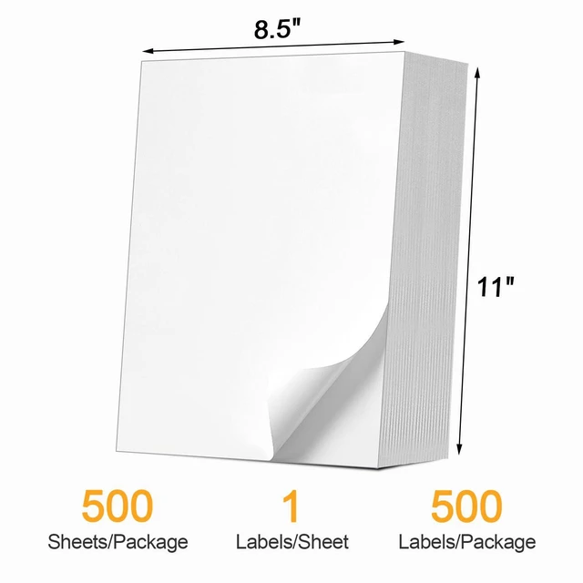 Alt view image 2 of 7 - (500 Pcs/500 Sheets) A4 Full Sheet Self Adhesive Shipping Labels for Laser & Inkjet Printers, 8.5" x 11" Shipping Mailing Labels