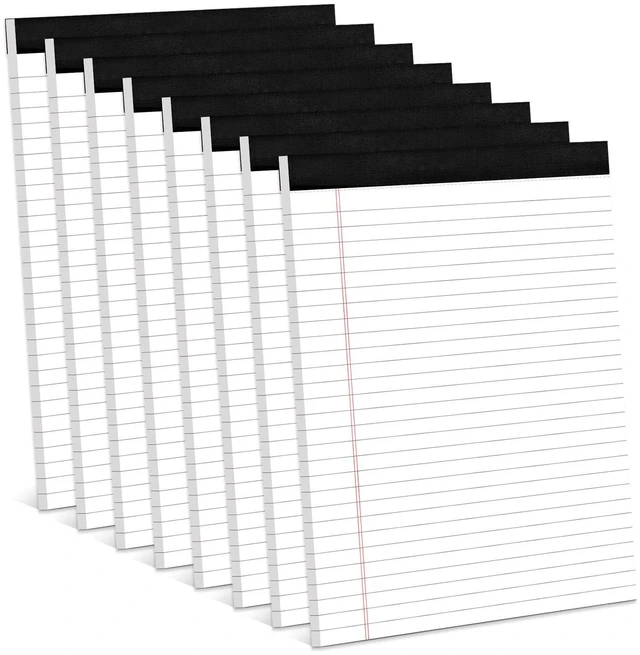 Main image of 8 Pack White Legal Pads 8.5 x 11 Wide Ruled Note Pads 8.5 x 11" Legal Ruled Writing Pads for School 30 Sheets White Lined Paper Pads Notebook for Work Legal Notepads for Office Pad of Paper for Home