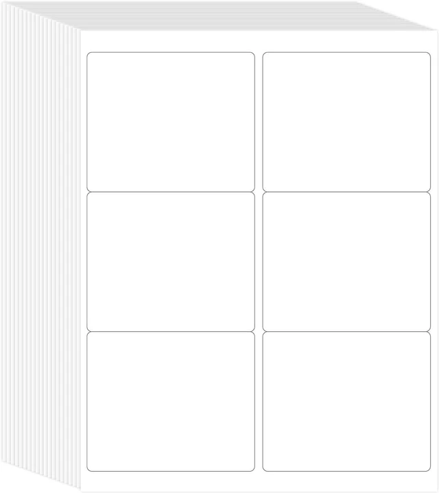 Main image of L LIKED 3-1/3"x4 Bulk Matte Sticker Labels 3000 Labels 500 Sheets Printable, white, strong adhesive, laser/inkjet compatible, 6 per sheet, multipurpose for shipping, address & warehouse
