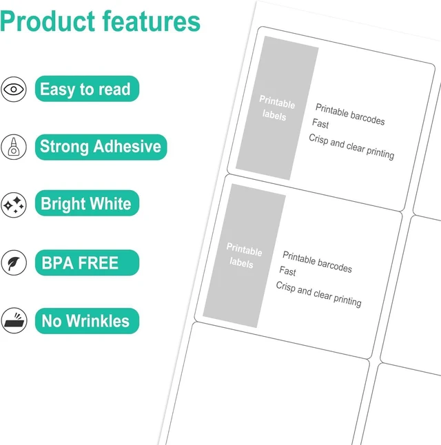 Alt view image 3 of 7 - L LIKED 3-1/3"x4 Bulk Matte Sticker Labels 3000 Labels 500 Sheets Printable, white, strong adhesive, laser/inkjet compatible, 6 per sheet, multipurpose for shipping, address & warehouse