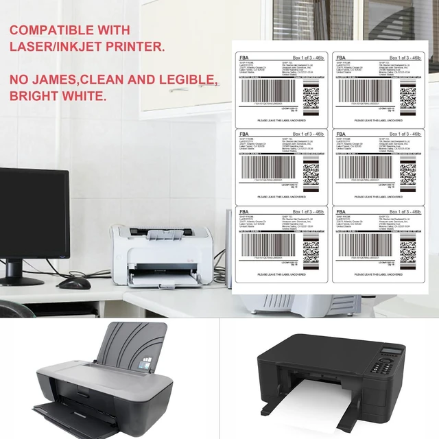 Alt view image 5 of 7 - L LIKED 3-1/3"x4 Bulk Matte Sticker Labels 3000 Labels 500 Sheets Printable, white, strong adhesive, laser/inkjet compatible, 6 per sheet, multipurpose for shipping, address & warehouse