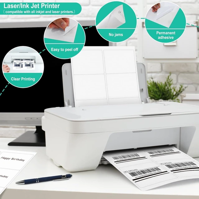 Alt view image 6 of 7 - L LIKED 3-1/3"x4 Bulk Matte Sticker Labels 3000 Labels 500 Sheets Printable, white, strong adhesive, laser/inkjet compatible, 6 per sheet, multipurpose for shipping, address & warehouse