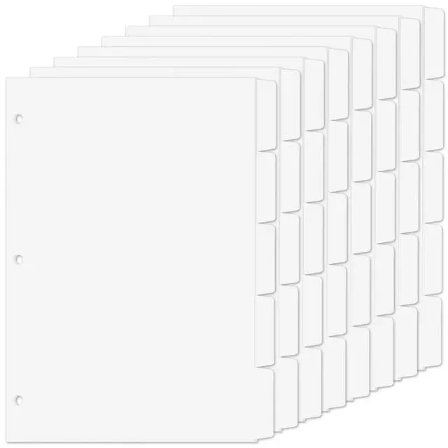 Main image of Binder Dividers for 3 Ring Binder, 1/5 Cut Tabs, Letter Size Blank Dividers Write On Page with 5 Big Tabs for School Office Home, 8 Sets, 40 Dividers, White
