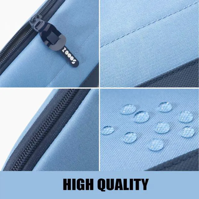 Alt view image 4 of 5 - Wide-Opening Pencil Pen Case, Lightweight & Spacious Pencil Pouch Zipper Stationery Bag, Aesthetic Supply with Triangular Design for Adults, Blue